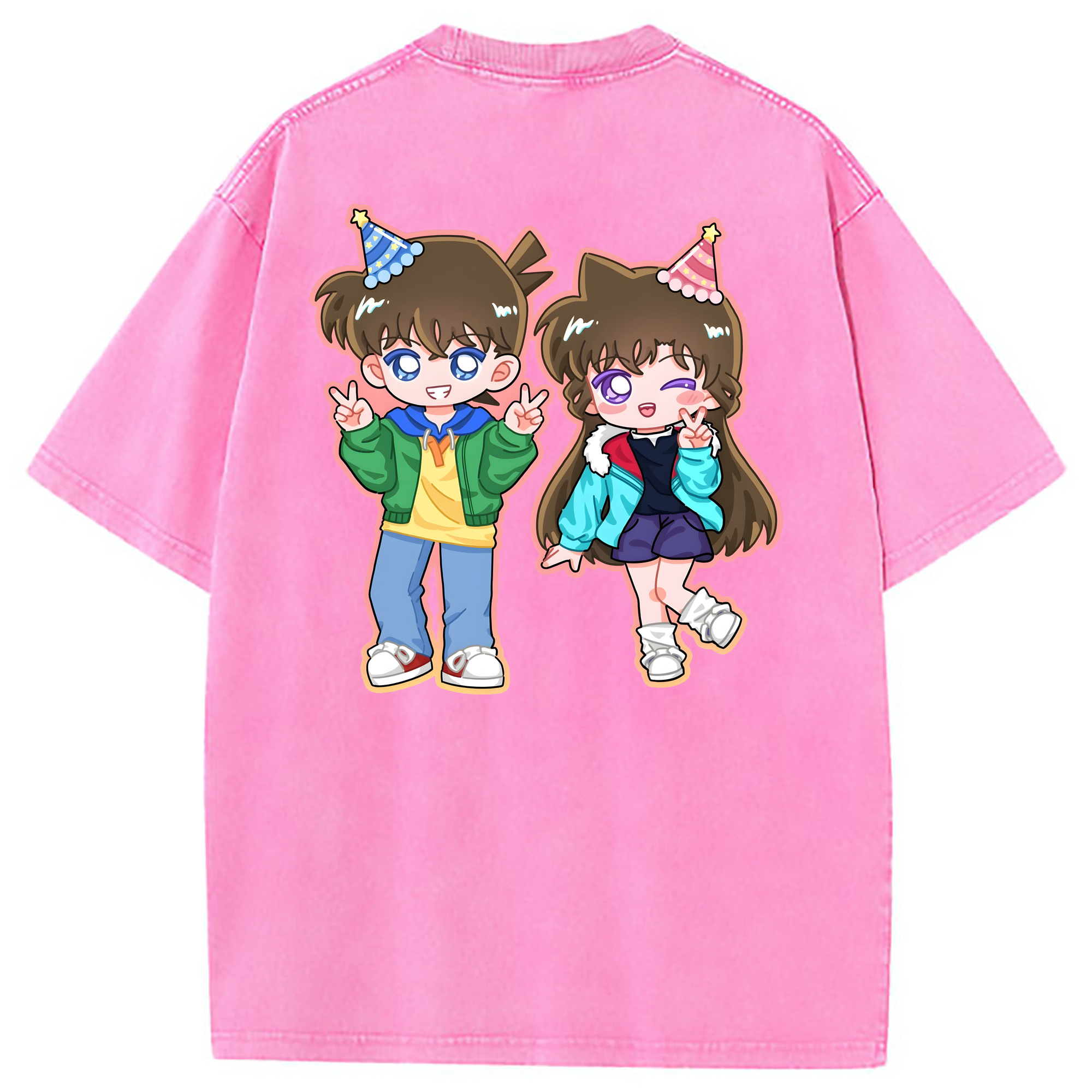 （画像用） 名探偵コナン 毛利 蘭 もうり らん、モーリ ラン Detective Conan Rachel Moore 綿100% ヴィンテージ風 半袖Tシャツ（背面プリント）